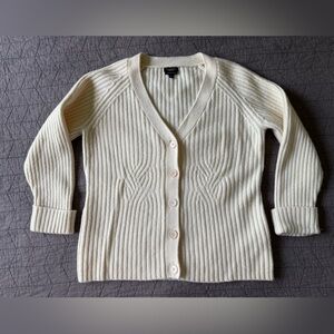 Talbots 100% Merino Wool Cream Off White Cardigan Sweater Size Small